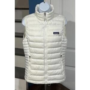 Women's Size Medium White Patagonia Goose Down Sweater Puffer Full Zip Vest!